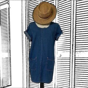 VTG ERIKA CASUALS All season Cottagecore Denim Jean Dress Pull On 2 Pockets Sz M